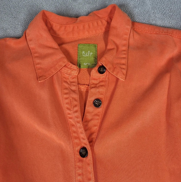 Pulp Bright Orange Rolled Sleeve Button-up Shirt - Picture 3 of 9